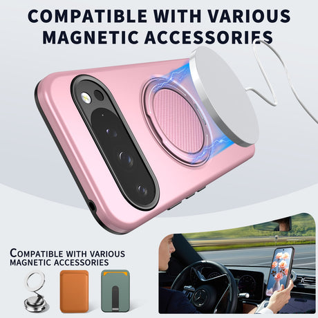 Google Pixel 11 / 11 Pro EIDERWOOD Hybrid Plast Bagside Cover m. Roterende Kickstand - MagSafe Kompatibel - Lyserød