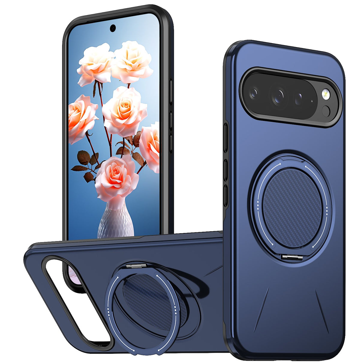 Google Pixel 11 / 11 Pro EIDERWOOD Hybrid Plast Bagside Cover m. Roterende Kickstand - MagSafe Kompatibel - Blå