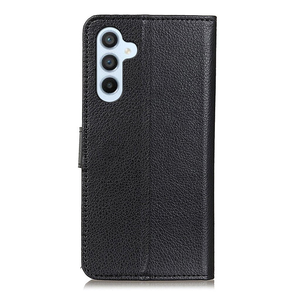 Samsung Galaxy A34 (5G) PU Litchi Læder Flip Cover m. Pung - Sort