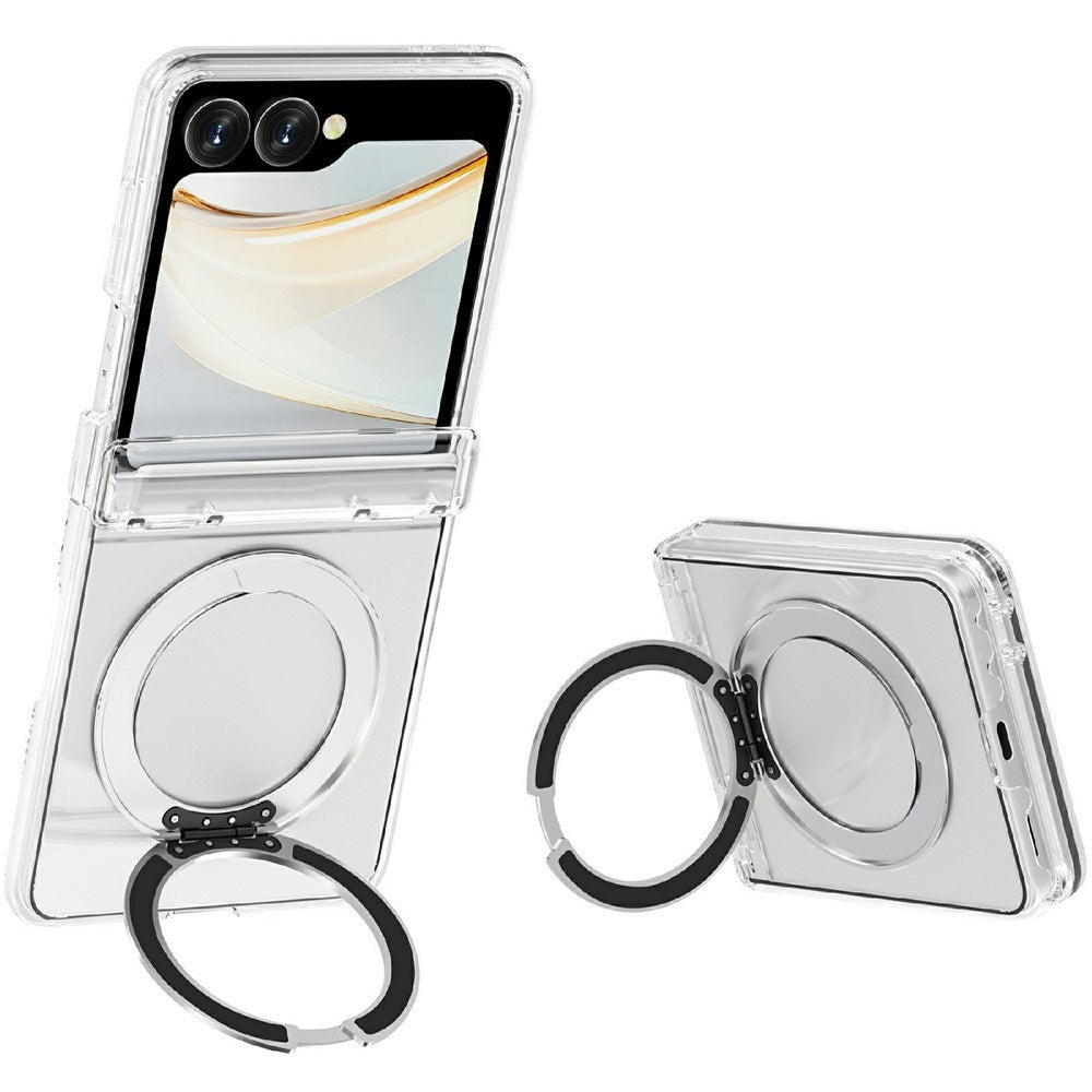 Samsung Galaxy Z Flip8 EIDERWOOD Hybrid Mobilcover m. Roterbar Kickstand - Gennemsigtig