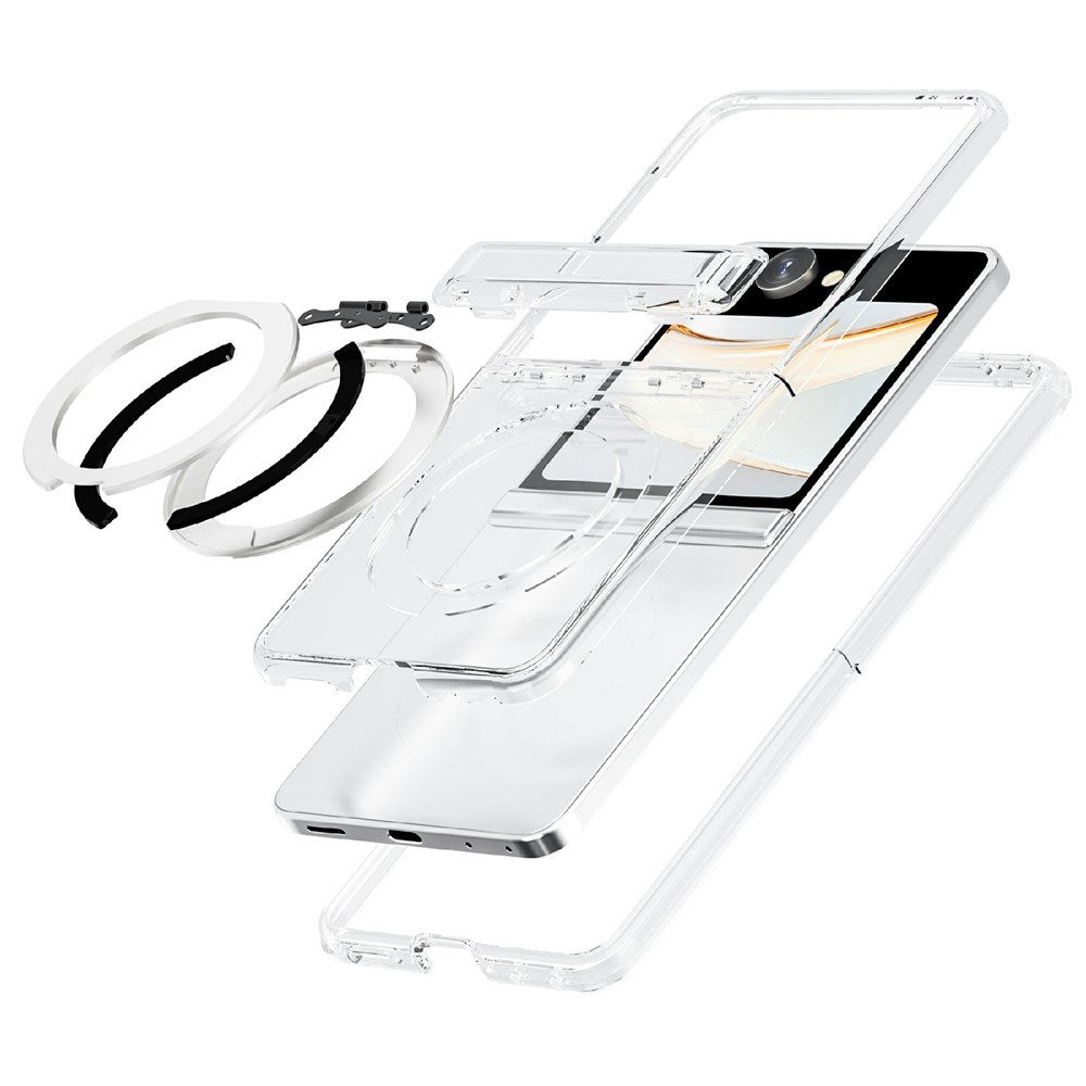 Samsung Galaxy Z Flip8 EIDERWOOD Hybrid Mobilcover m. Roterbar Kickstand - Gennemsigtig