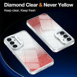 Samsung Galaxy S26 FE EIDERWOOD Hybrid Mobilcover m. Glitter & Kamera-Kickstand - Gennemsigtig / Orange