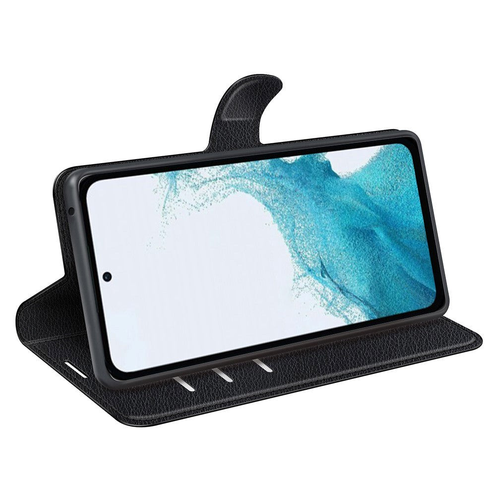 Samsung Galaxy A54 (5G) PU Litchi Læder Flip Cover m. Pung - Sort