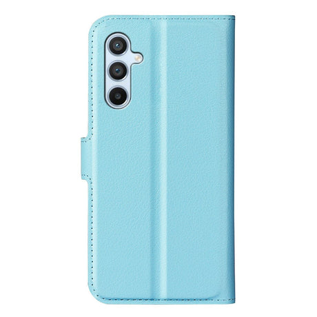 Samsung Galaxy A54 (5G) PU Litchi Læder Flip Cover m. Pung - Blå