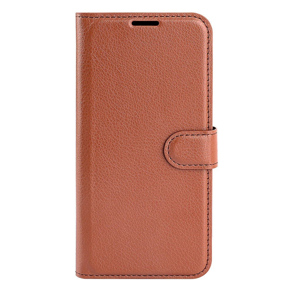 Samsung Galaxy A54 (5G) PU Litchi Læder Flip Cover m. Pung - Brun