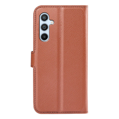 Samsung Galaxy A54 (5G) PU Litchi Læder Flip Cover m. Pung - Brun