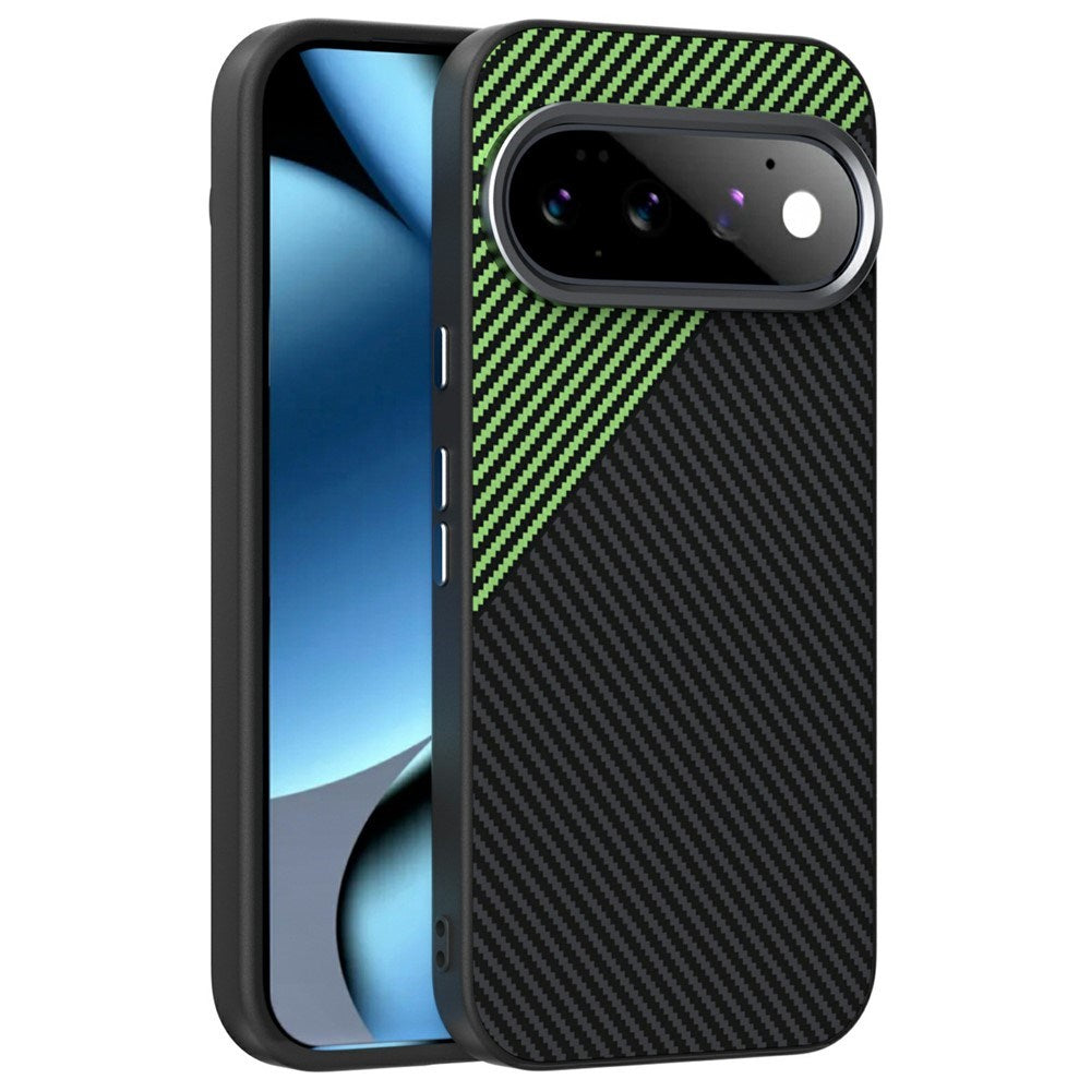 Google Pixel 11 Pro ABEEL Hybrid Mobilcover m. Karbonfibretekstur - Sort / Grøn