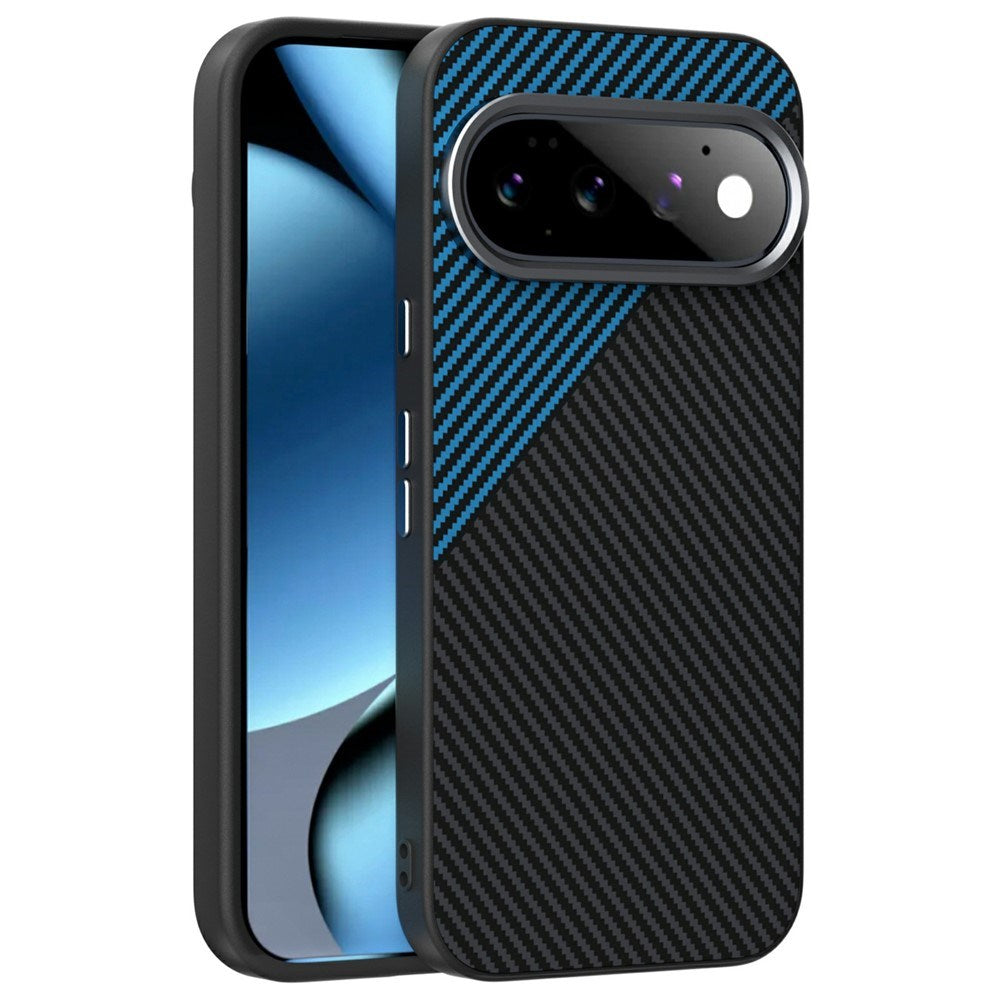 Google Pixel 11 Pro ABEEL Hybrid Mobilcover m. Karbonfibretekstur - Sort / Blå