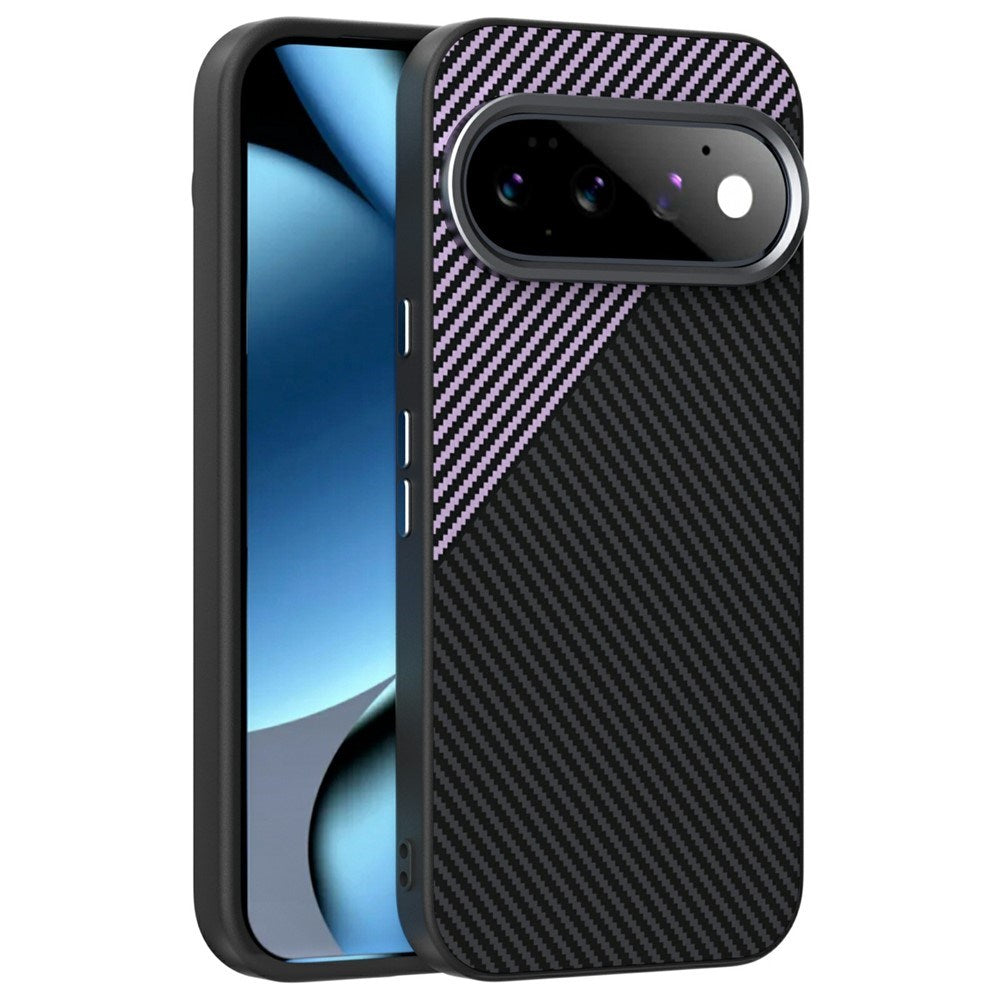 Google Pixel 11 Pro ABEEL Hybrid Mobilcover m. Karbonfibretekstur - Sort / Lilla