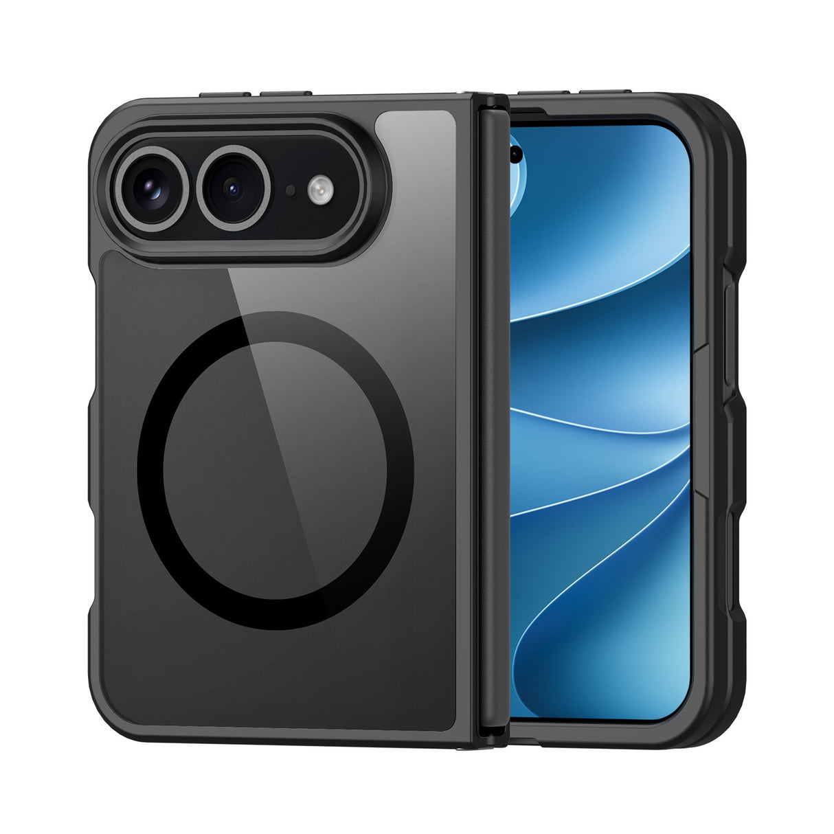DUX DUCIS Aimo Series iPhone Fold Hybrid Mobilcover - MagSafe Kompatibel - Gennemsigtig / Sort