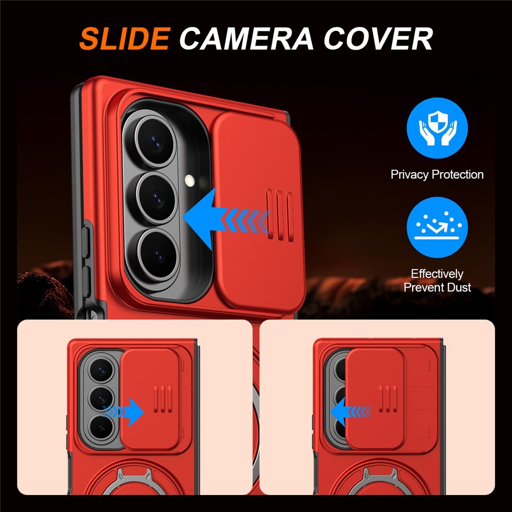 Samsung Galaxy Z Fold8 Ultra / Fold7 EIDERWOOD Hybrid Cover - 360° Roterbar Kickstand - Kameraslider - MagSafe Kompatibel - Rød