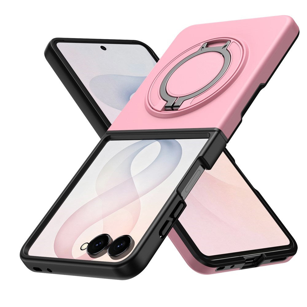 Samsung Galaxy Z Flip8 EIDERWOOD Hybrid Mobilcover - 360° Roterbar Kickstand - GråLyserød