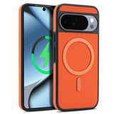 Google Pixel 11 / 11 Pro EIDERWOOD Bagsidecover m. Karbonstruktur - MagSafe Kompatibel - Orange