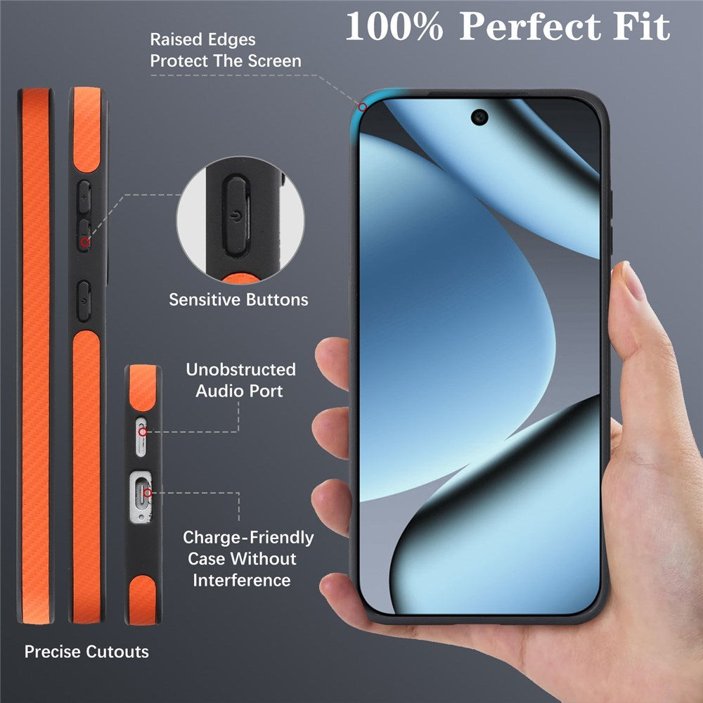 Google Pixel 11 / 11 Pro EIDERWOOD Bagsidecover m. Karbonstruktur - MagSafe Kompatibel - Orange