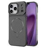 EIDERWOOD iPhone 18 Pro / 17 Pro Carbon Fiber Bagsidecover med Ståfunktion -  MagSafe Kompatibelt - Sort