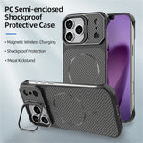 EIDERWOOD iPhone 18 Pro / 17 Pro Carbon Fiber Bagsidecover med Ståfunktion -  MagSafe Kompatibelt - Orange