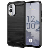 Nokia X30 Mofi Brushed Carbon Fiber Fleksibelt Plastik Bagside Cover - Sort