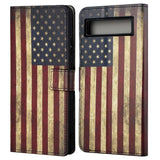 Google Pixel 7A Læder Flip Cover m. Pung & Ståfunktion - Amerikansk Flag