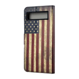 Google Pixel 7A Læder Flip Cover m. Pung & Ståfunktion - Amerikansk Flag