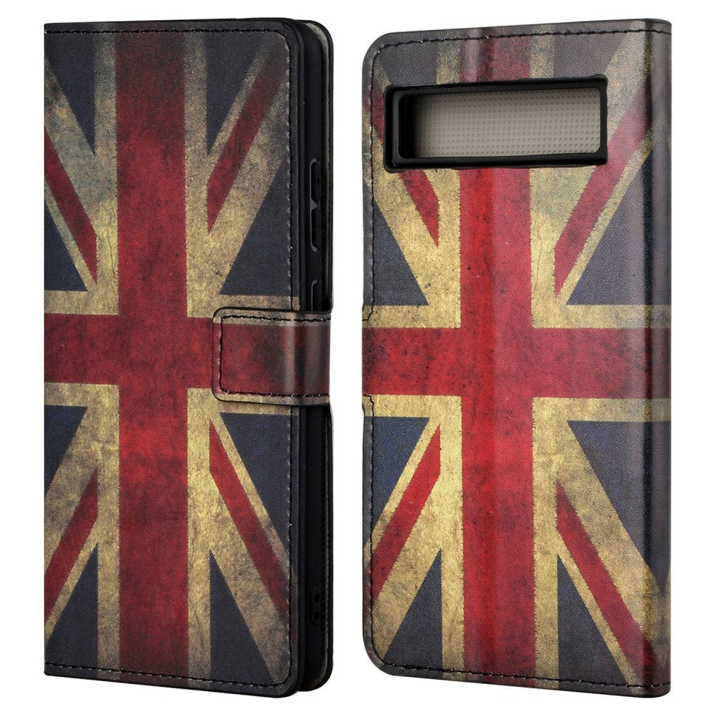 Google Pixel 7A Læder Flip Cover m. Pung & Ståfunktion - Union Jack