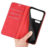 EIDERWOOD Xiaomi 18 Pro Max Kunstlæder Flip Cover med Ståfunktion og Kortholder - Rød