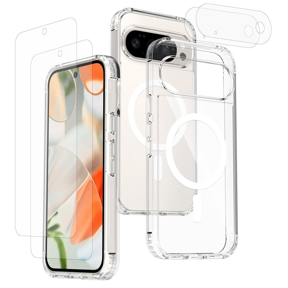 Google Pixel 11 Pro XL Beskyttelsessæt - 1 x MagSafe Mobilcover - 2 x Skærmbeskyttelsesglas - 2 x Kameralinseglas - Gennemsigtig
