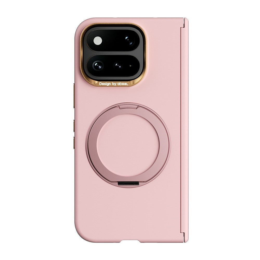 Google Pixel 11 Pro Fold ABEEL Hårdt Soft-Touch Plast Bagside Cover m. Kickstand - MagSafe Kompatibel - Lyserød