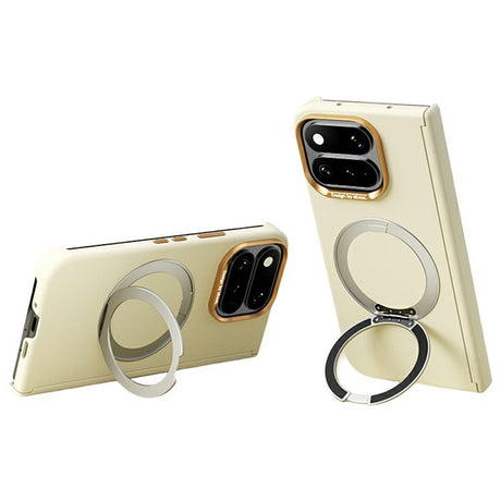 Google Pixel 11 Pro Fold ABEEL Hårdt Soft-Touch Plast Bagside Cover m. Kickstand - MagSafe Kompatibel - Gul
