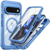 Google Pixel 11 Pro XL Stødabsorberende Mobilcover m. Indbygget Skærmbeskyttelse - Gennemsigtig / Blå