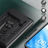 EIDERWOOD iPhone Fold Hybrid Håndværker Cover med Ståfunktion & Cam Slider - Sort