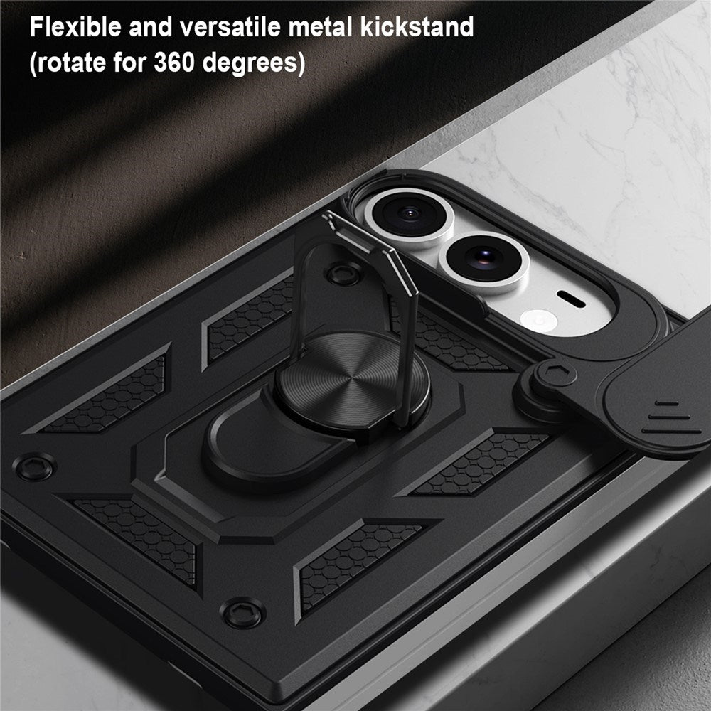 EIDERWOOD iPhone Fold Hybrid Håndværker Cover med Ståfunktion & Cam Slider - Sort