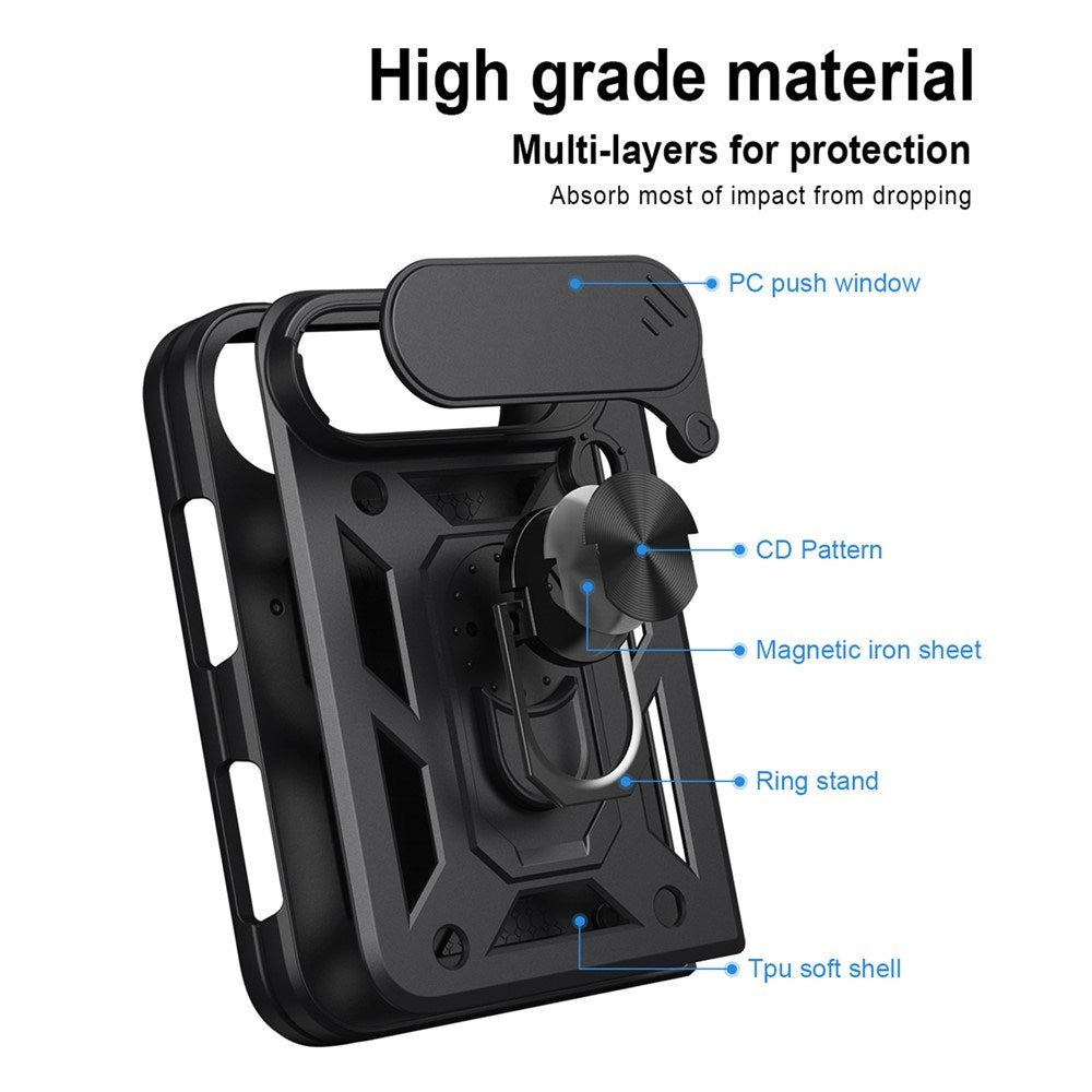 EIDERWOOD iPhone Fold Hybrid Håndværker Cover med Ståfunktion & Cam Slider - Sort