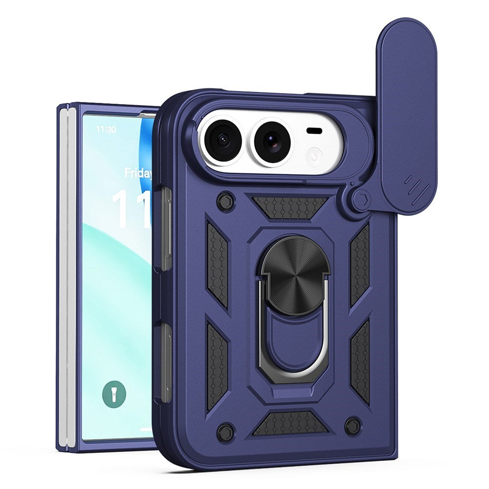 EIDERWOOD iPhone Fold Hybrid Håndværker Cover med Ståfunktion & Cam Slider - Blå