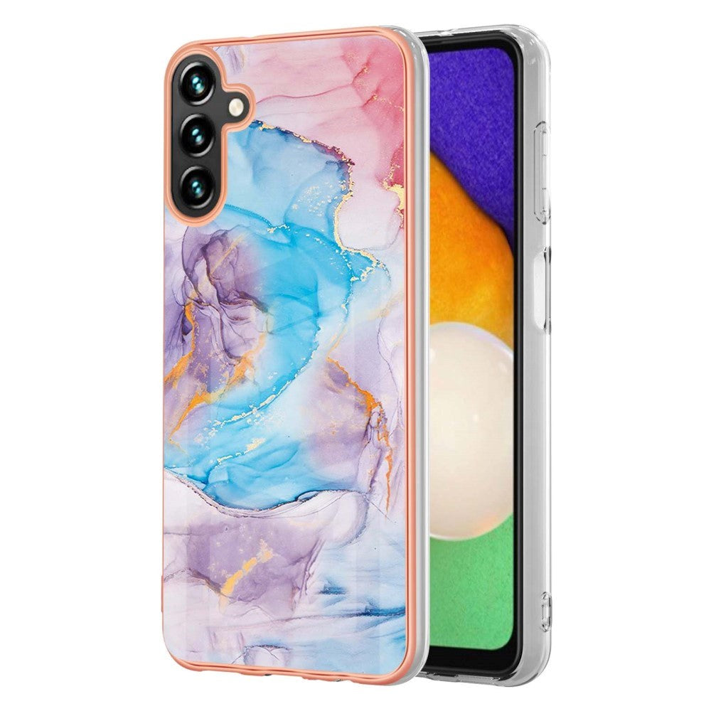 Samsung Galaxy A14 (5G) Plastik Cover - Blå / Lilla Marmor