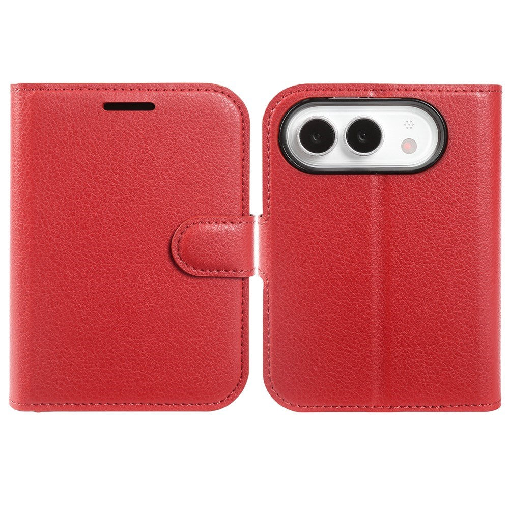 iPhone Fold EIDERWOOD Kunstlæder Flip Cover m. Kortholder - Rød