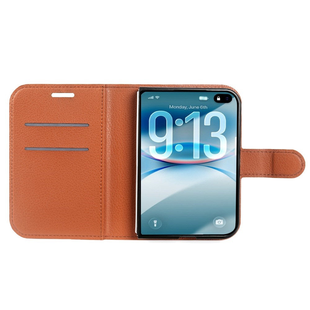 iPhone Fold EIDERWOOD Kunstlæder Flip Cover m. Kortholder - Brun