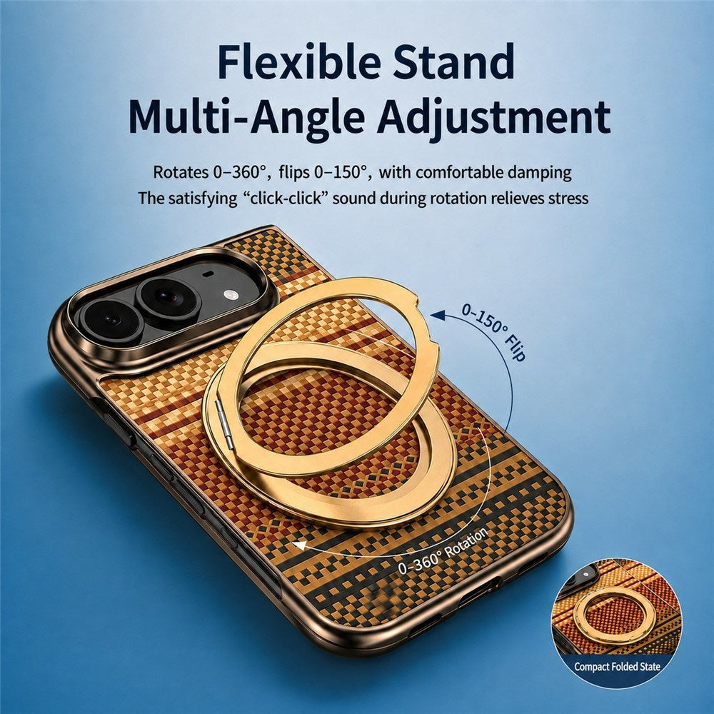 iPhone Fold EIDERWOOD 2-i-1 Aramid Cover m. Indbygget Beskyttelsesfilm & Kickstand - MagSafe Kompatibel - Orange