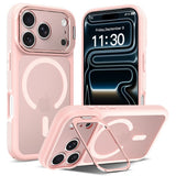 iPhone 18 Pro Max / 17 Pro Max Hybrid Plast Bagside Cover m. Stødabsorberende Kanter & Kickstand - MagSafe Kompatibel - Lyserød