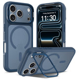 iPhone 18 Pro Max / 17 Pro Max Hybrid Plast Bagside Cover m. Stødabsorberende Kanter & Kickstand - MagSafe Kompatibel - Blå