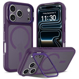 iPhone 18 Pro Max / 17 Pro Max Hybrid Plast Bagside Cover m. Stødabsorberende Kanter & Kickstand - MagSafe Kompatibel - Lilla