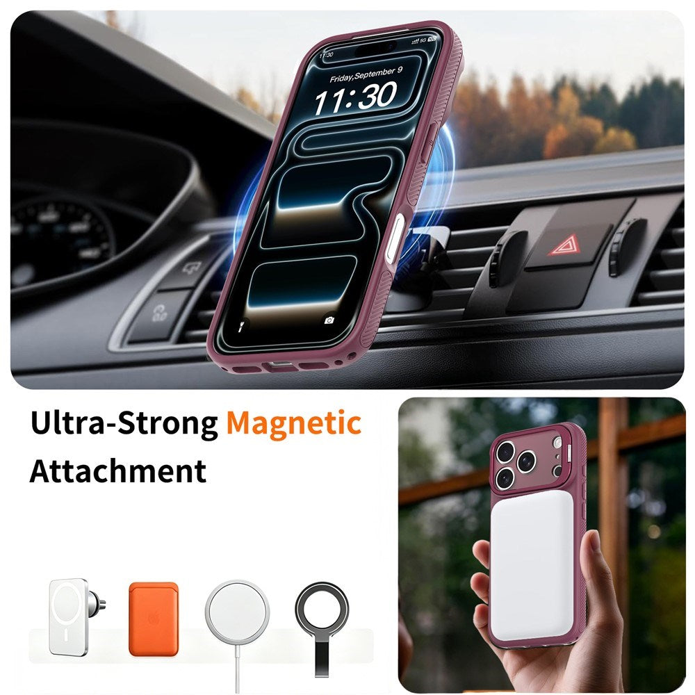 iPhone 18 Pro / 17 Pro Hybrid Plast Bagside Cover m. Stødabsorberende Kanter & Kickstand - MagSafe Kompatibel - Rød