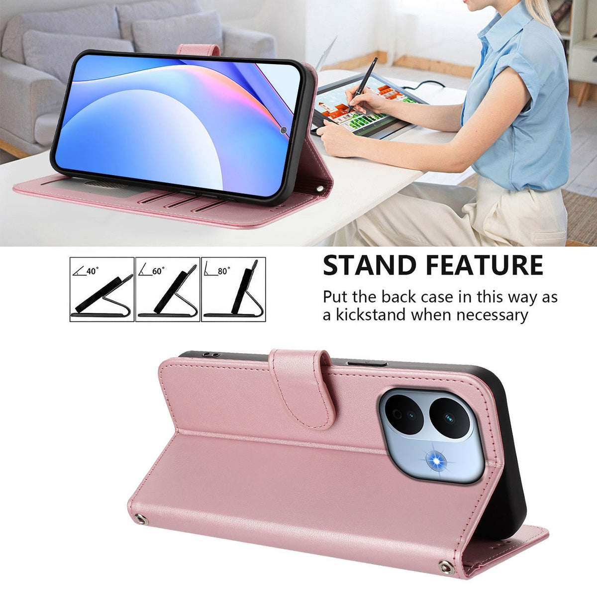 Xiaomi Redmi Note 17 Pro Max (5G) EIDERWOOD Kunstlæder Flip Cover - Lyserød