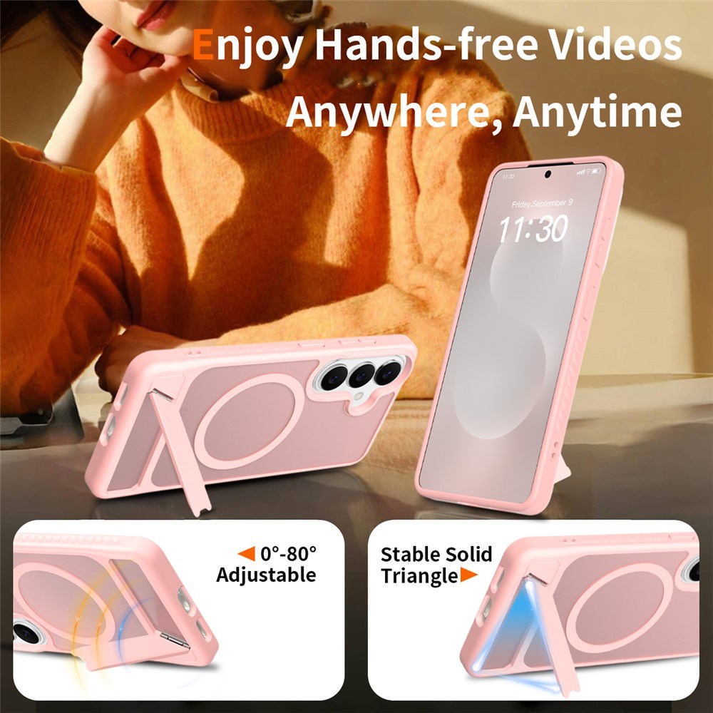 EIDERWOOD Samsung Galaxy S26 FE / S25 Hybrid Plastik Cover m. Kickstand - MagSafe Kompatibel - Lyserød