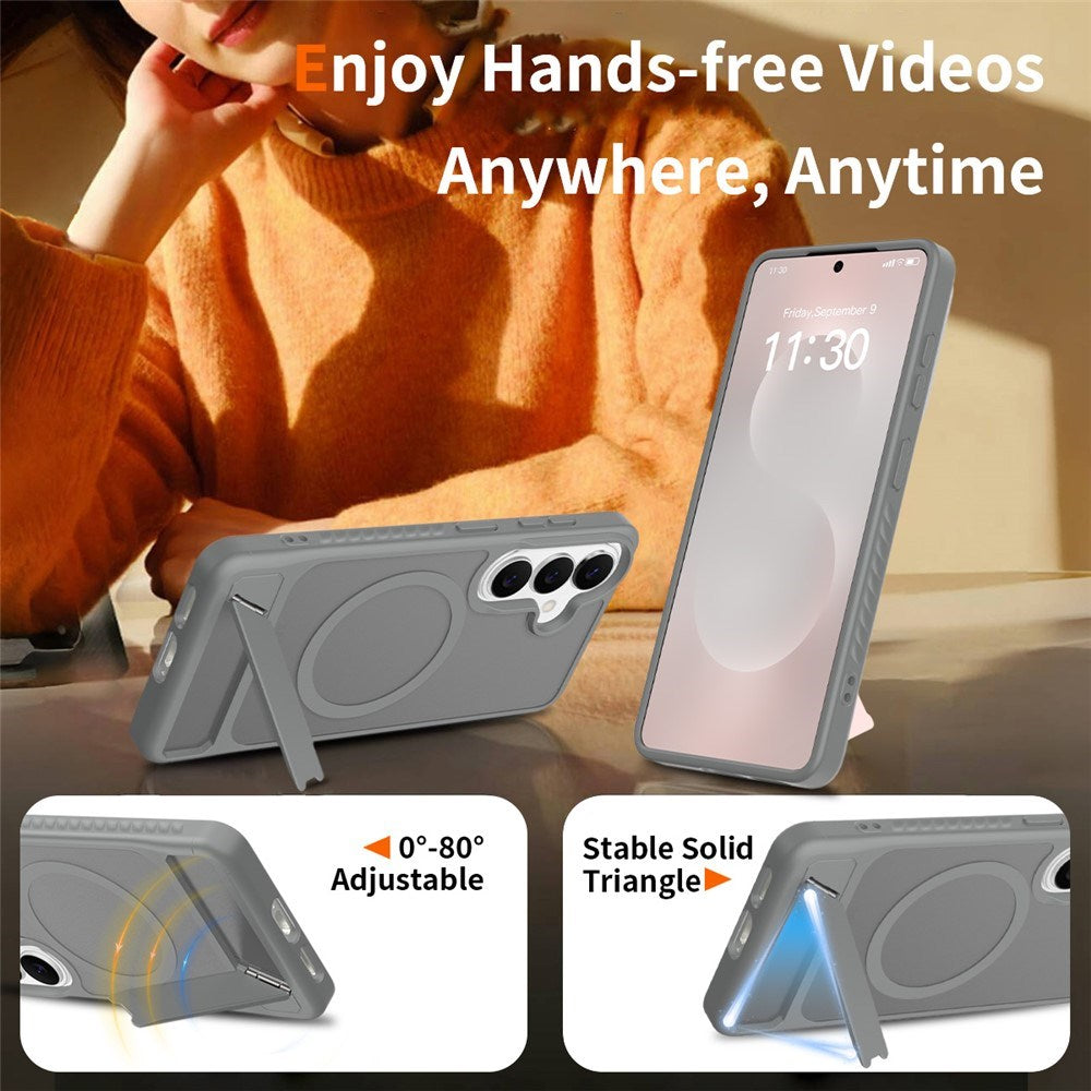 EIDERWOOD Samsung Galaxy S26 FE / S25 Hybrid Plastik Cover m. Kickstand - MagSafe Kompatibel - Grå