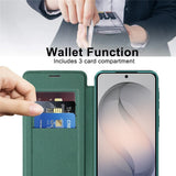 EIDERWOOD Samsung Galaxy S26 FE Flip Mobil Cover m. RFID Blokering og Kameralinsebeskyttelse - Grøn / Gennemsigtig