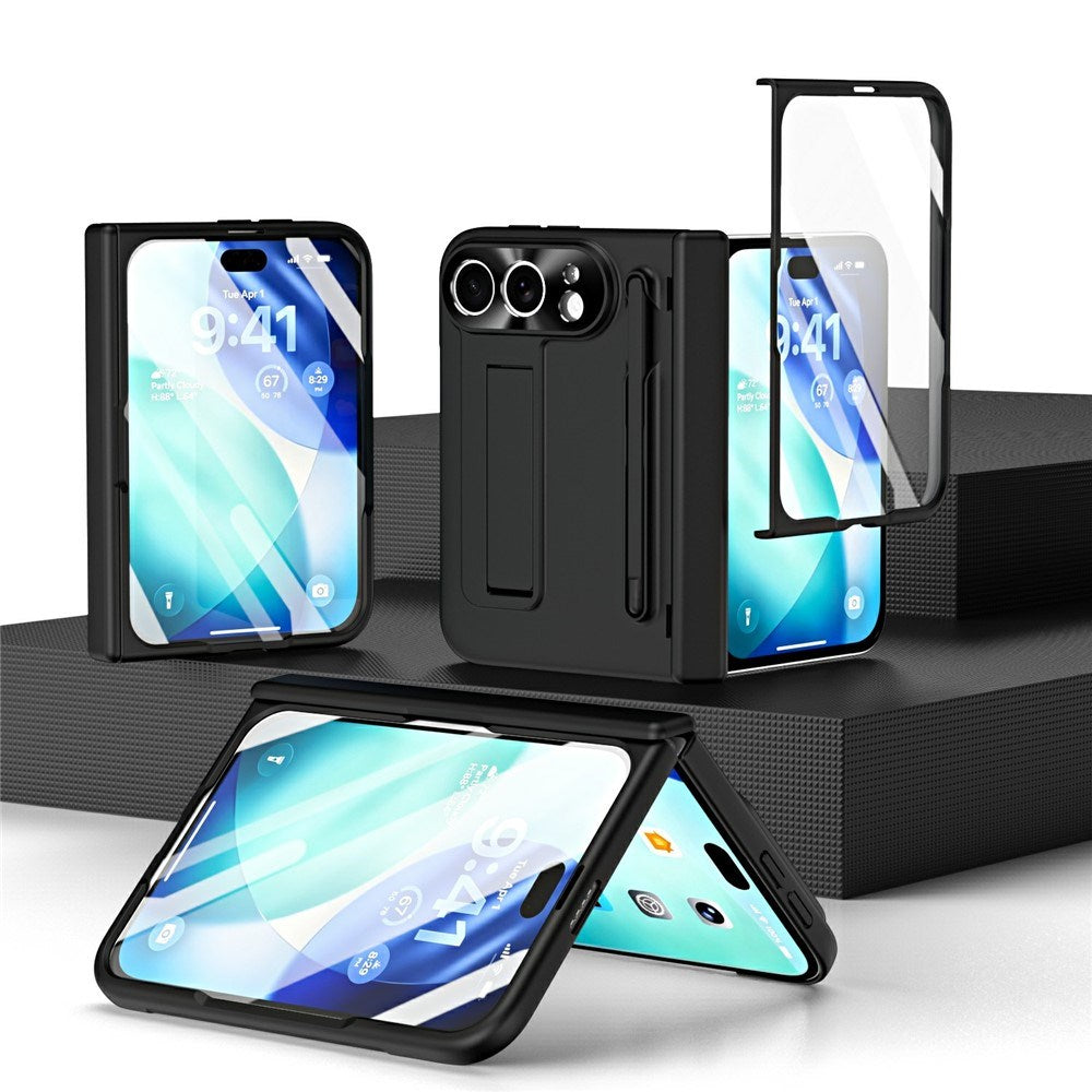 EIDERWOOD iPhone Fold Mobil Cover m. Stylus og Beskyttelsessæt til Skærm og Kamera - Sort
