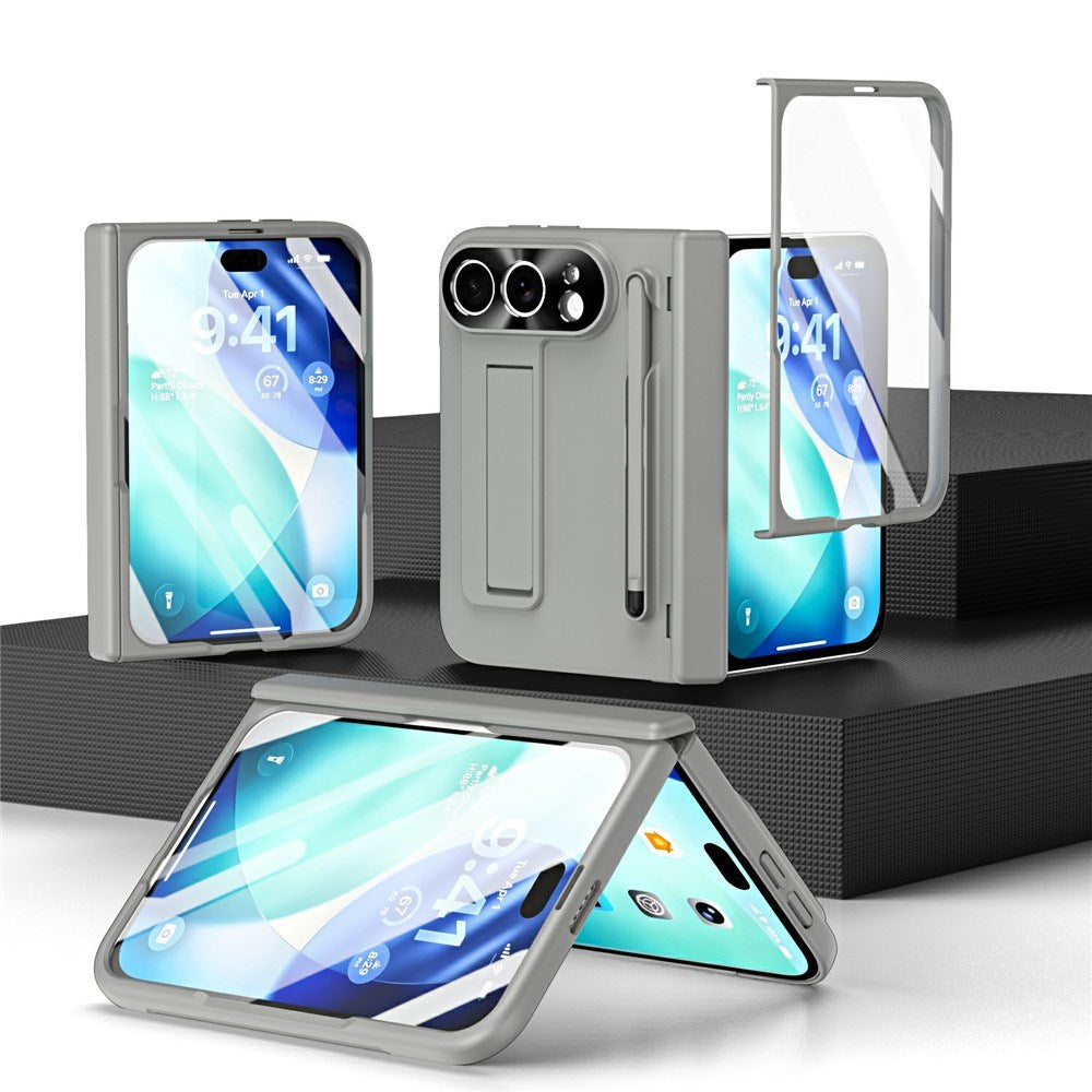 EIDERWOOD iPhone Fold Mobil Cover m. Stylus og Beskyttelsessæt til Skærm og Kamera - Grå
