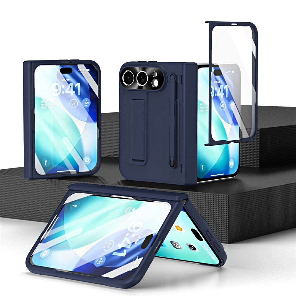 EIDERWOOD iPhone Fold Mobil Cover m. Stylus og Beskyttelsessæt til Skærm og Kamera - Blå