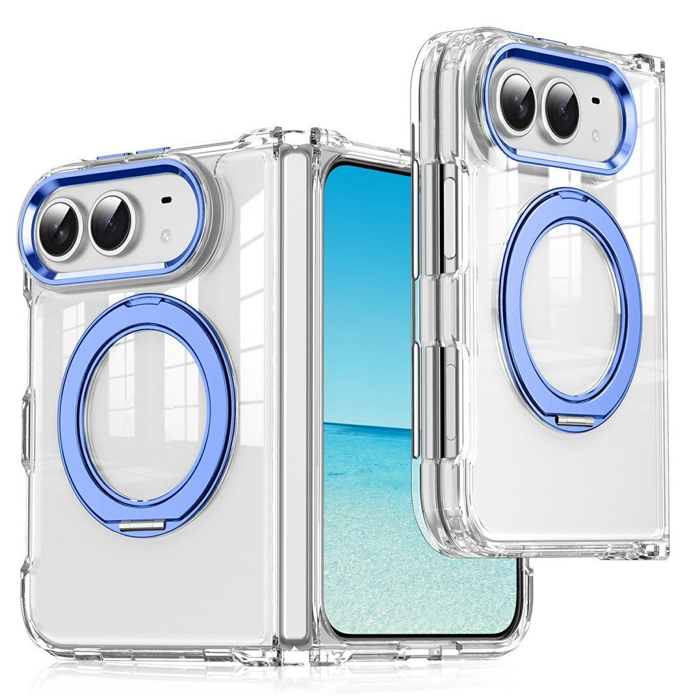 EIDERWOOD iPhone Fold Hybrid Cover med Ståfunktion - MagSafe Kompatibel - Gennemsigtig / Blå