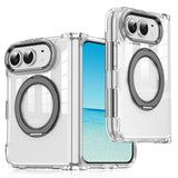 EIDERWOOD iPhone Fold Hybrid Cover med Ståfunktion - MagSafe Kompatibel - Gennemsigtig / Sort